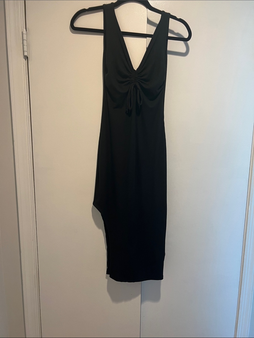 Sleek Black Asymmetrical Twist-Front Women's Dress